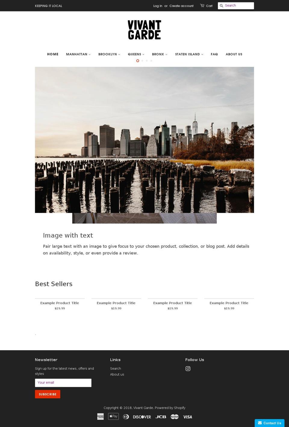 vivantgarde.com shopify website screenshot