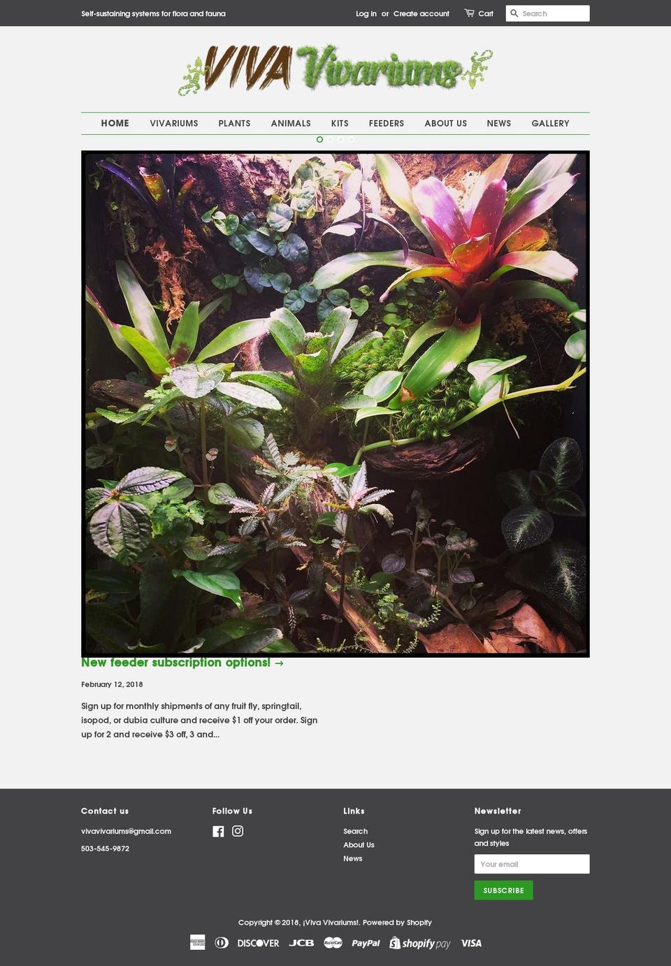 vivavivariums.com shopify website screenshot