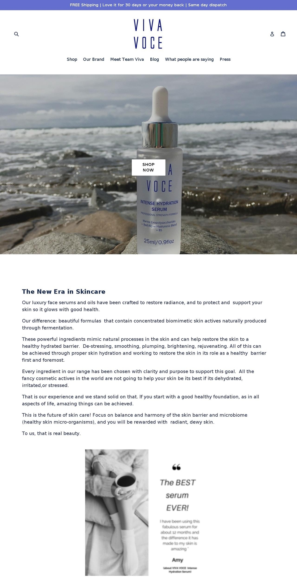 vivavoceskin.com shopify website screenshot