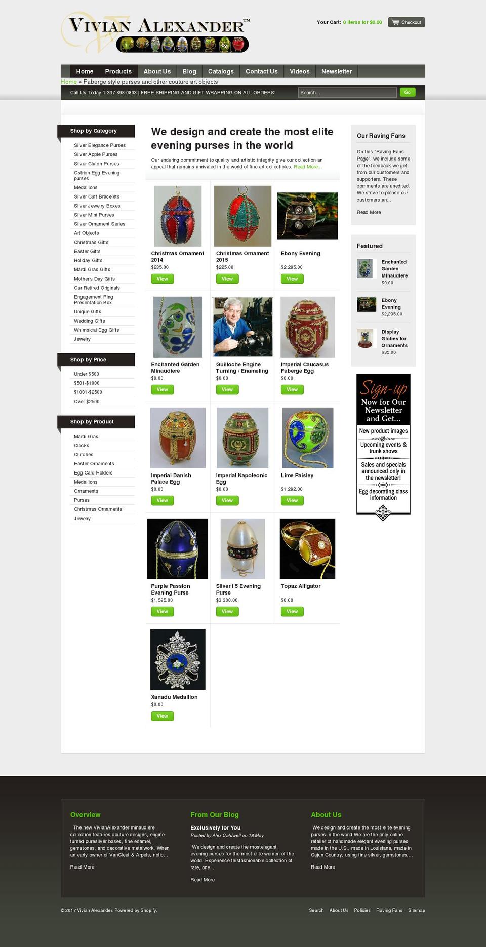 vivianalexander.com shopify website screenshot