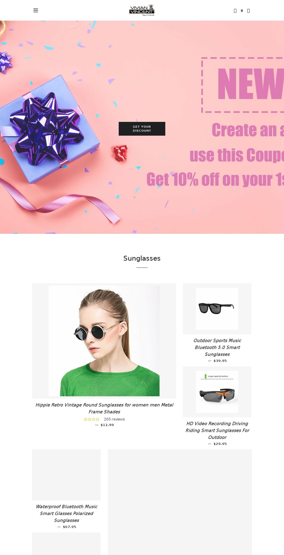 vivianvincent.com shopify website screenshot