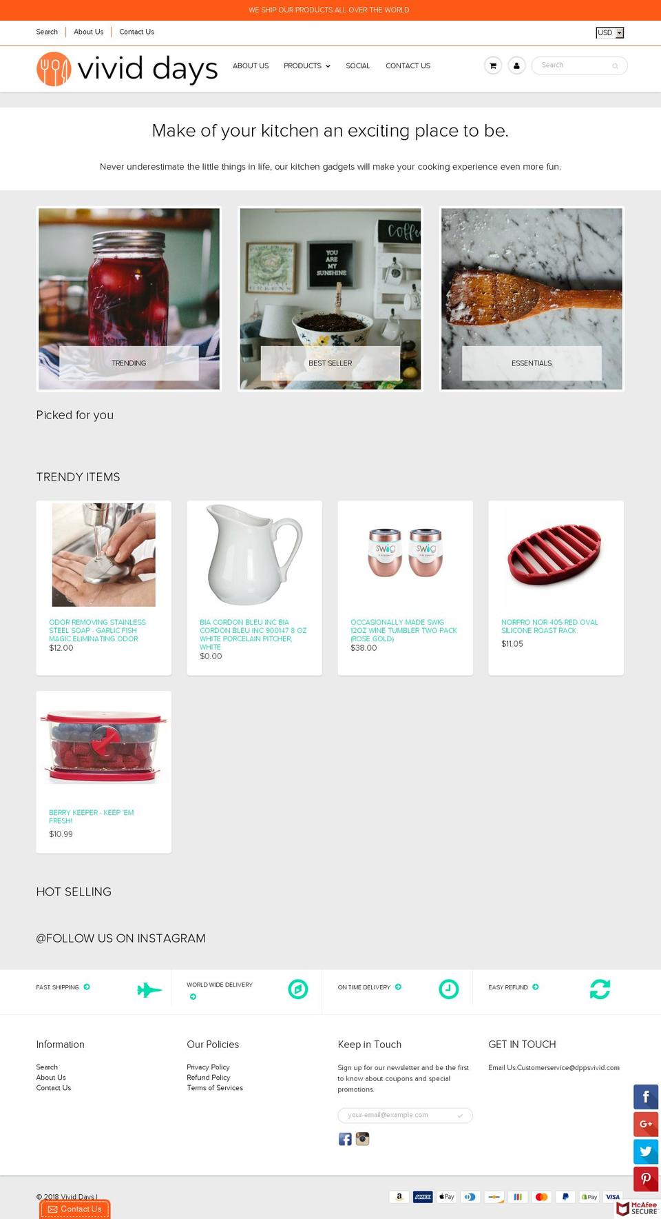 vivid-days.com — Shopify storefront screenshot