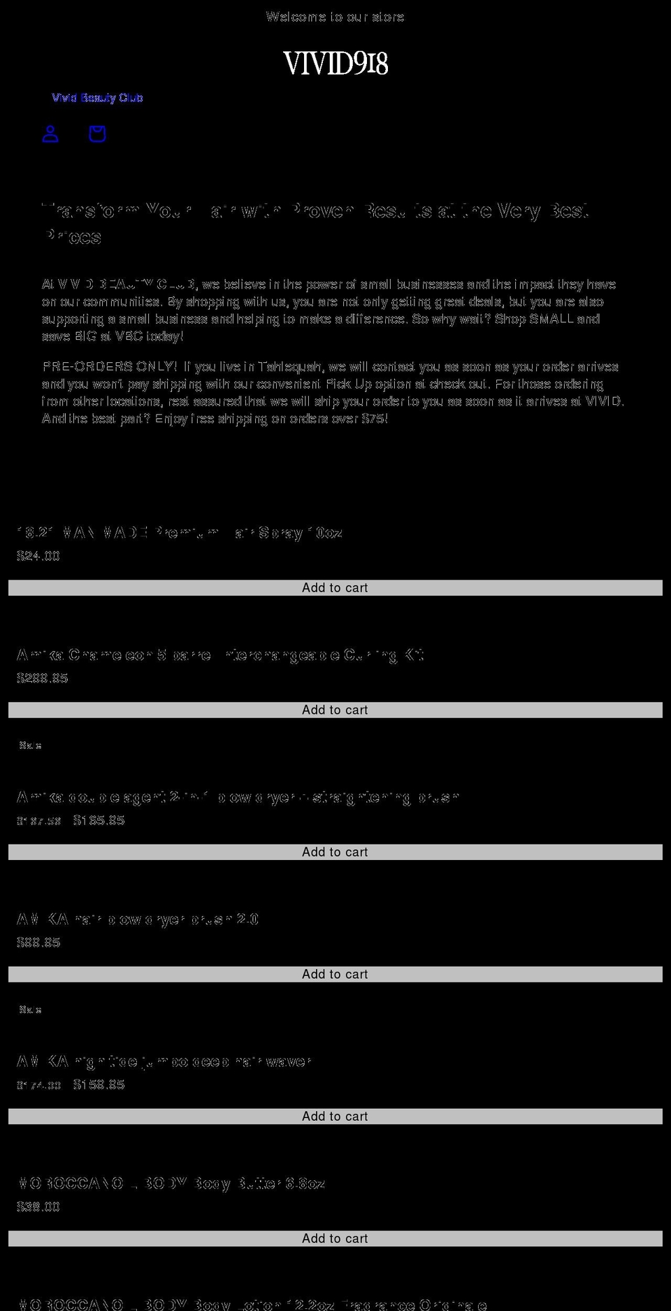 vivid918.com shopify website screenshot