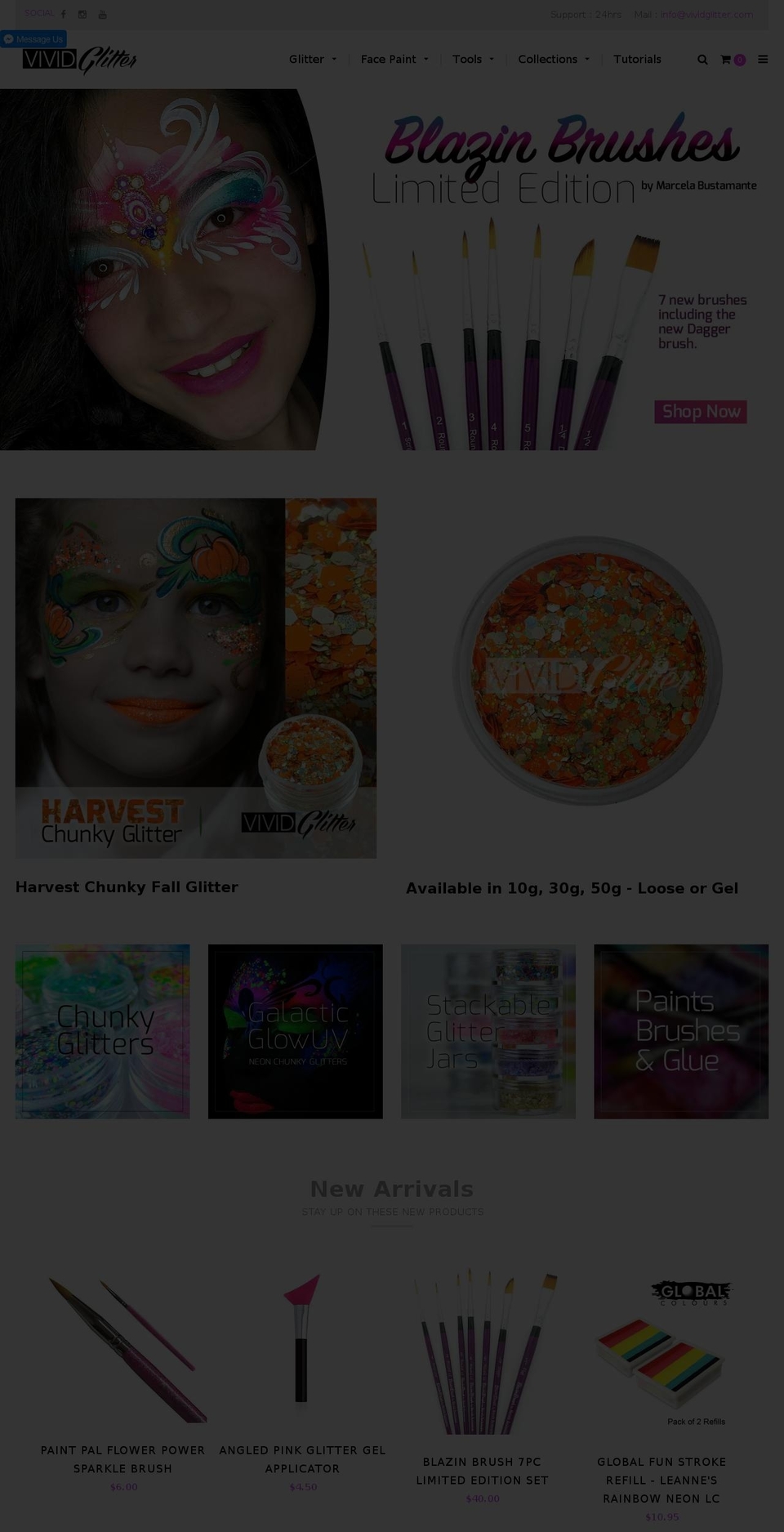 vividglitter.com shopify website screenshot