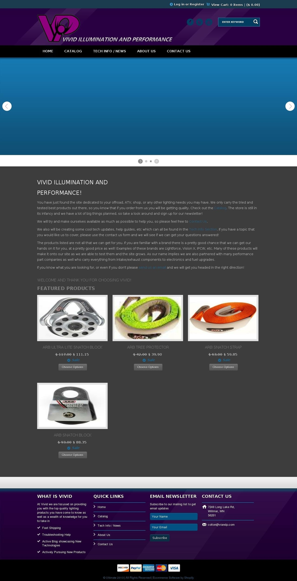 ultimate Shopify theme site example vividilluminationandperformance.com