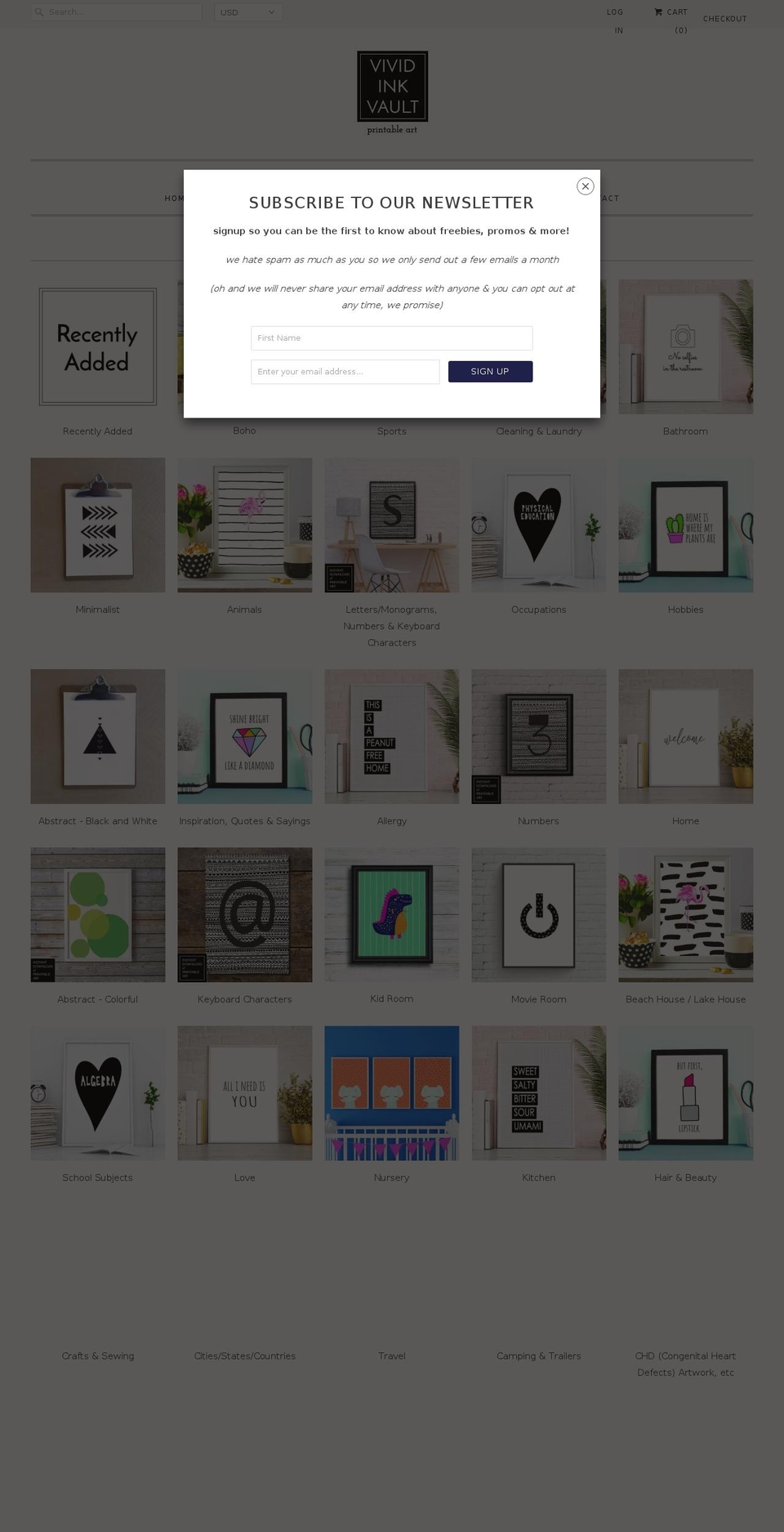 vividinkvault.com — Shopify storefront screenshot