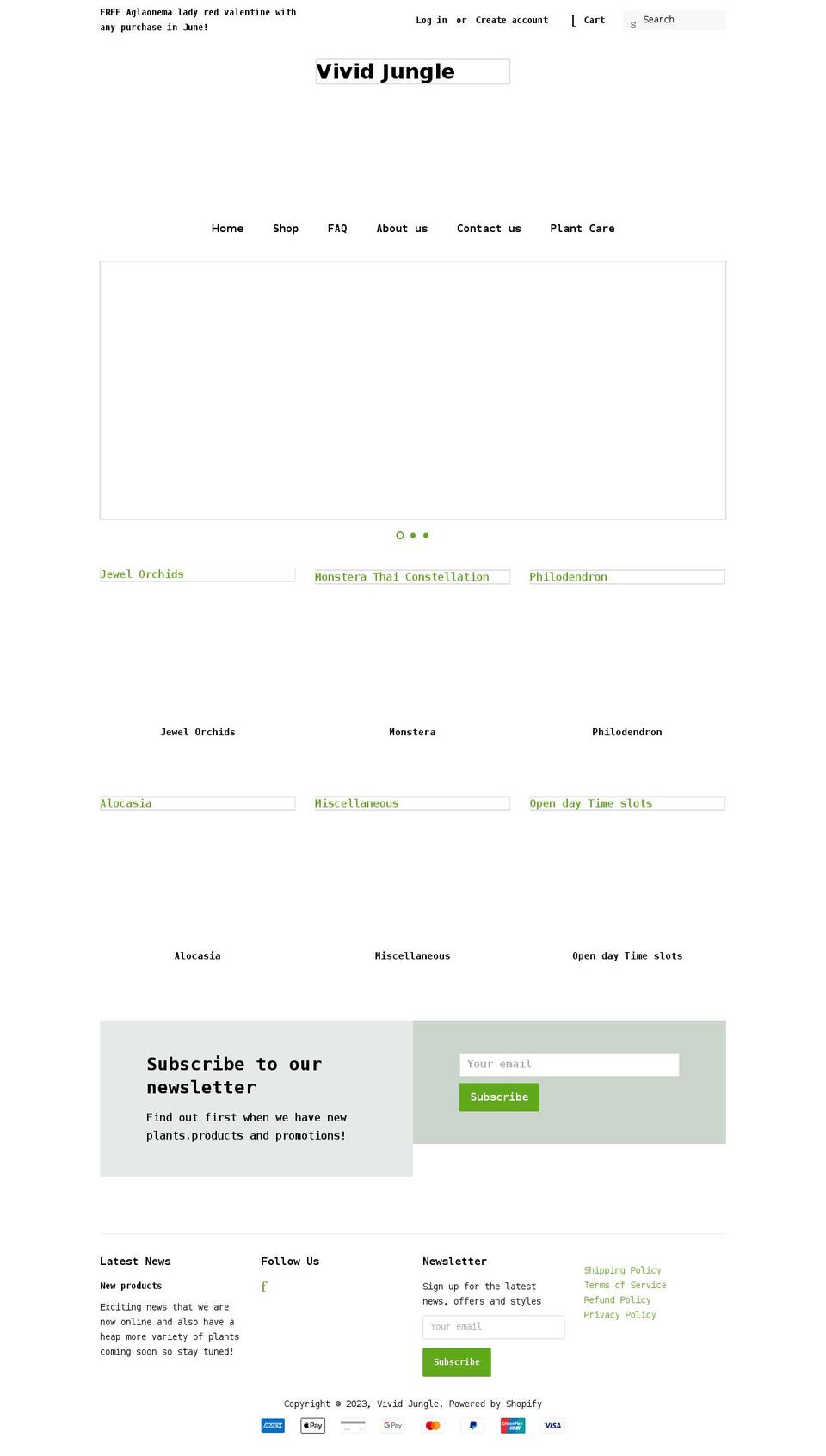 vividjungle.com shopify website screenshot