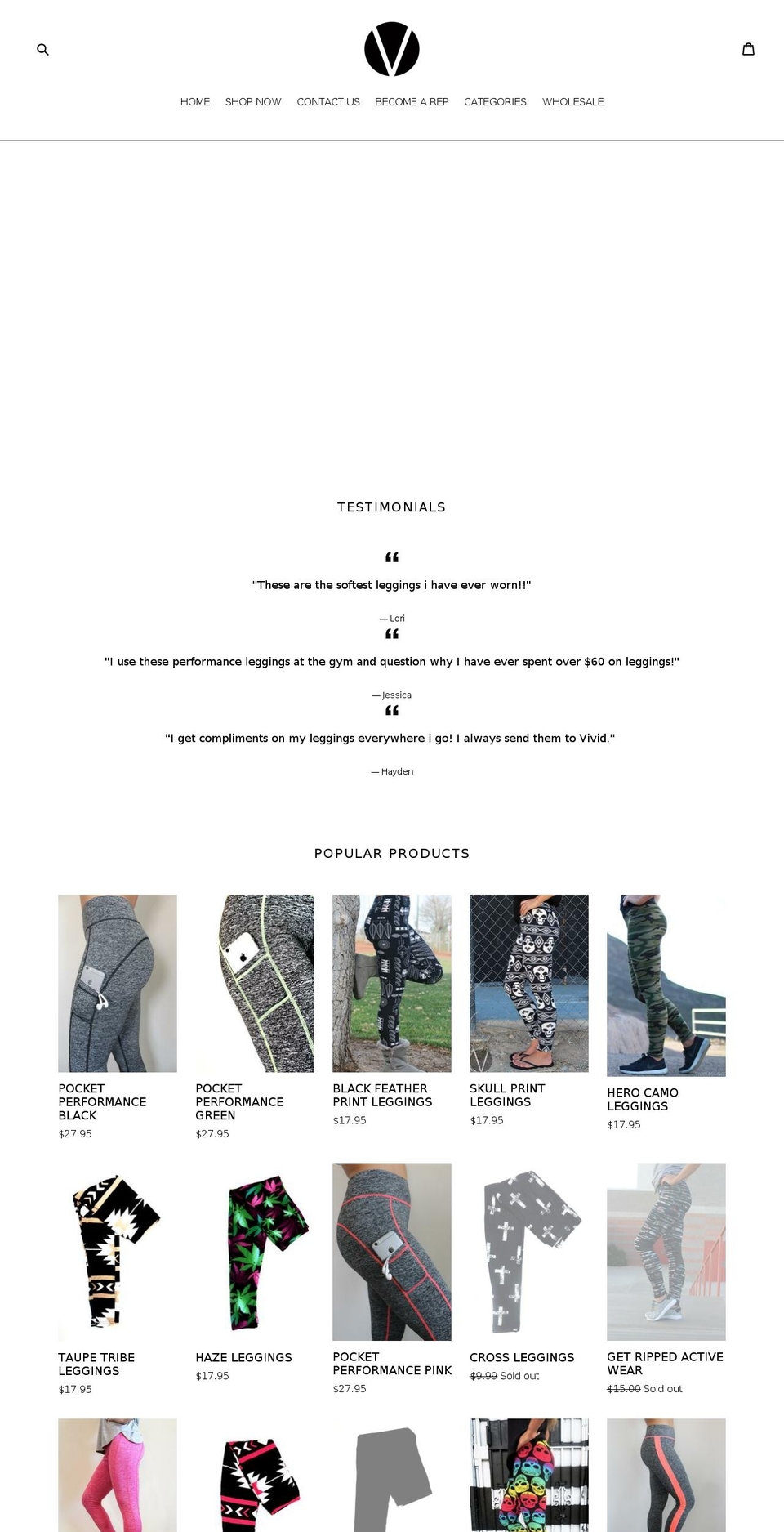 vividleggings.com shopify website screenshot