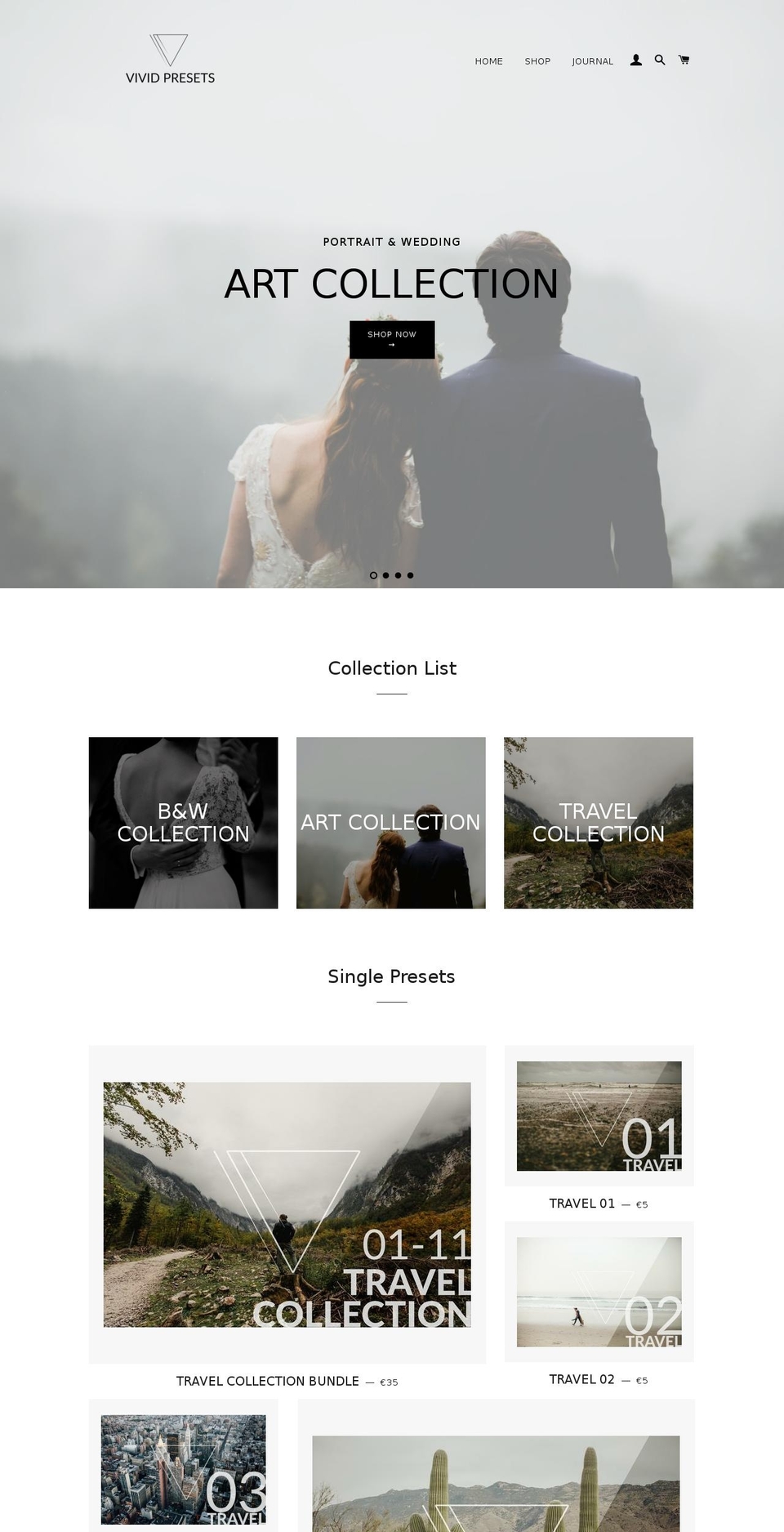 vividpresets.com shopify website screenshot