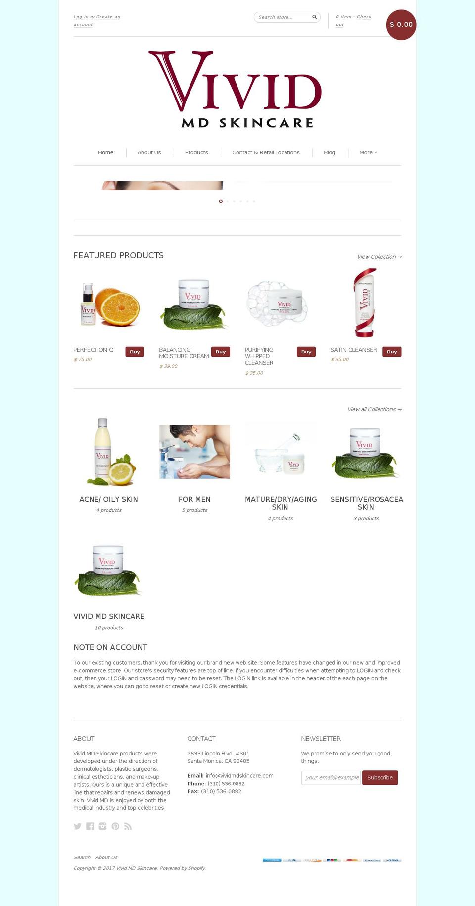 vividskincare.com shopify website screenshot