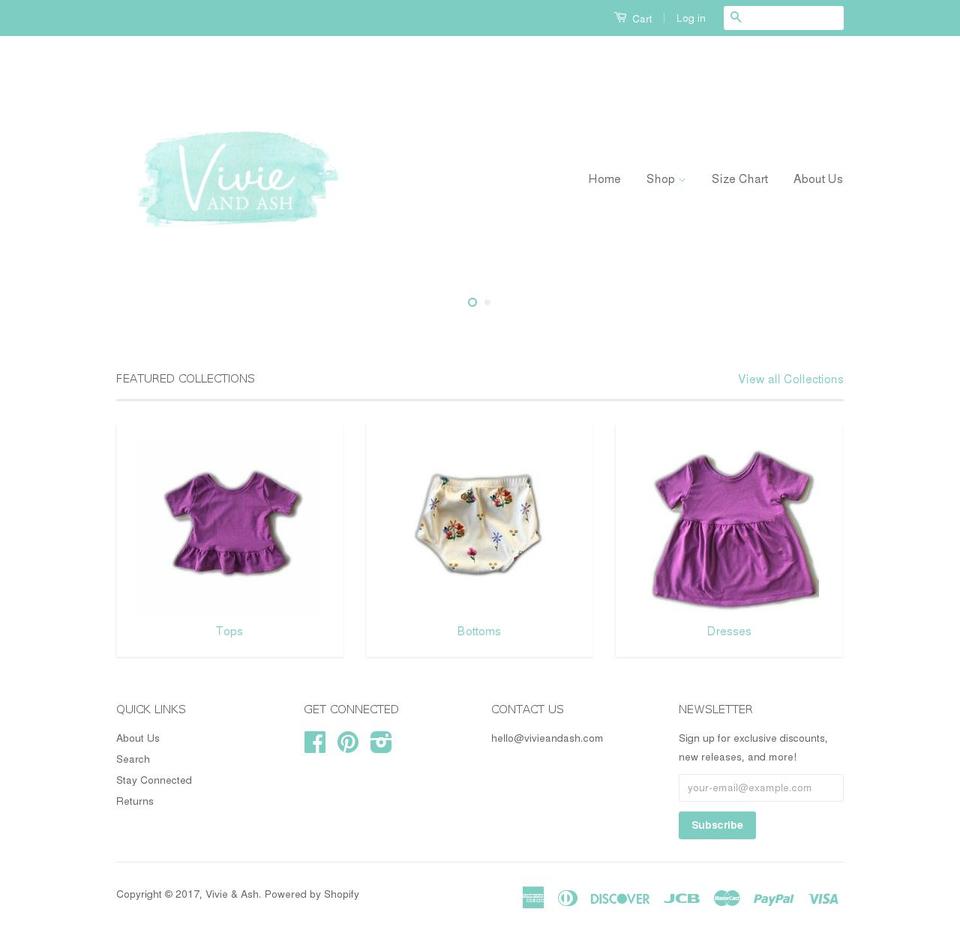vivieandash.com shopify website screenshot