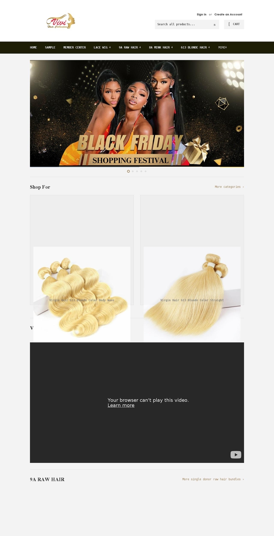 vivihaircollection.com shopify website screenshot