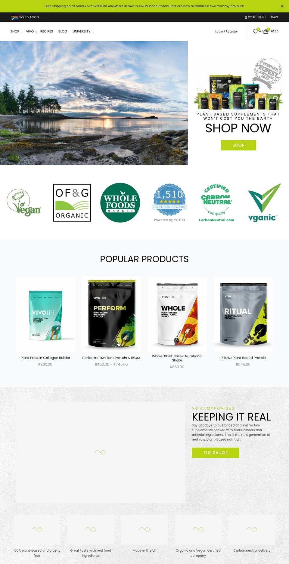 vivolife.co.za shopify website screenshot