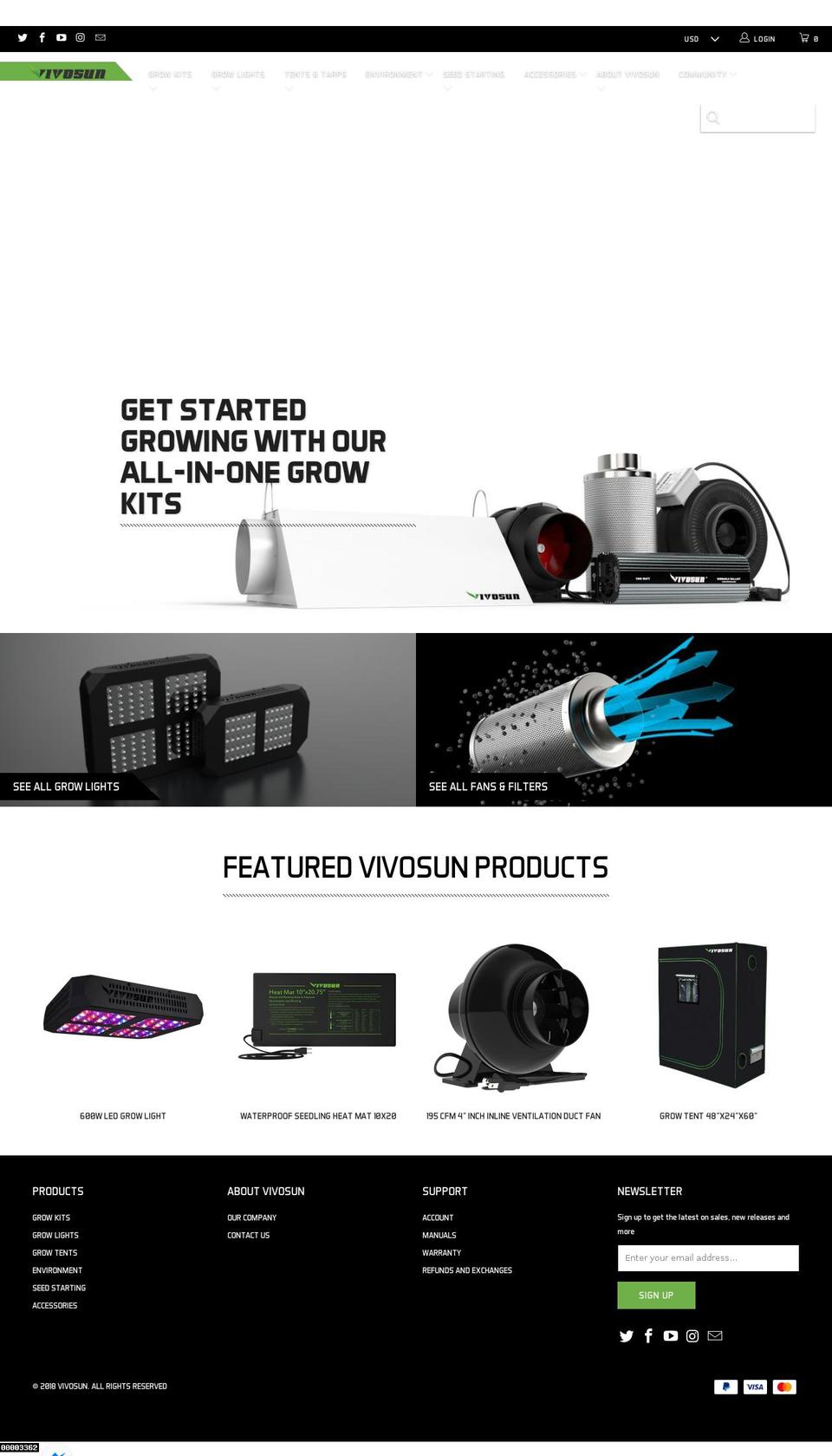 vivosun.com shopify website screenshot