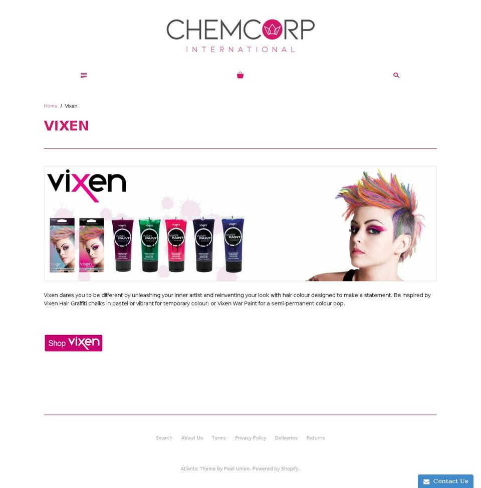 vixenbodyart.com — Shopify storefront screenshot