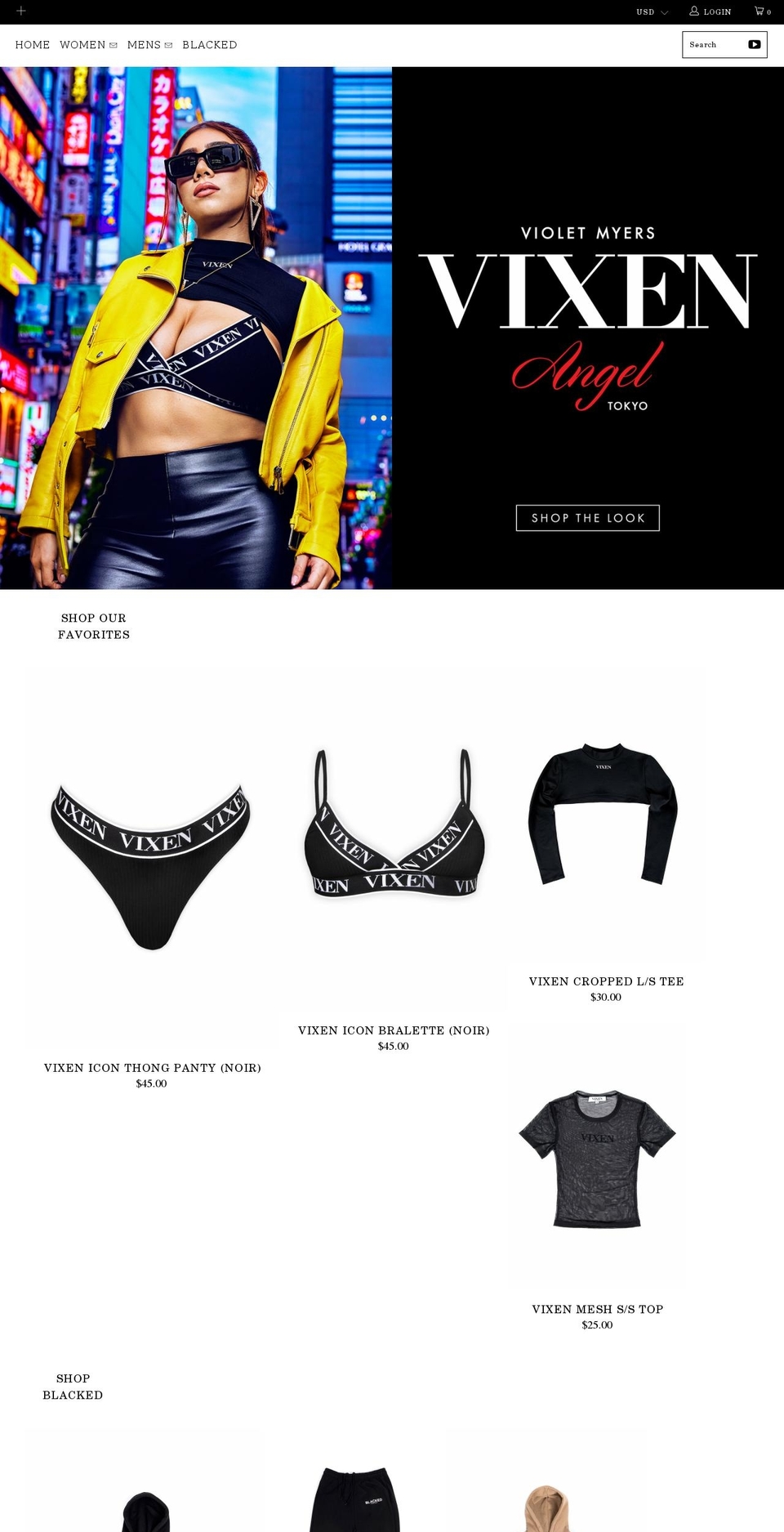 vixenbrand.com shopify website screenshot