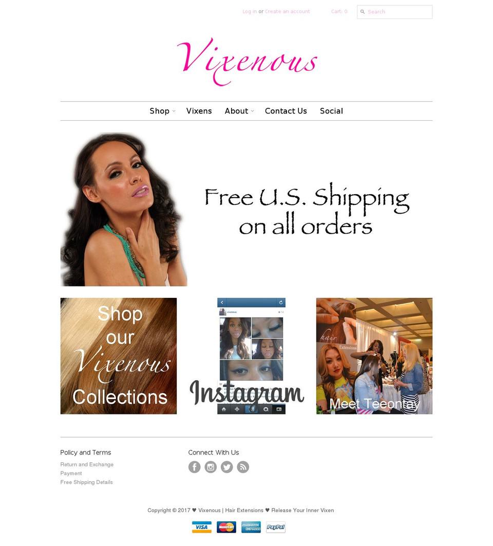 vixenous.com shopify website screenshot