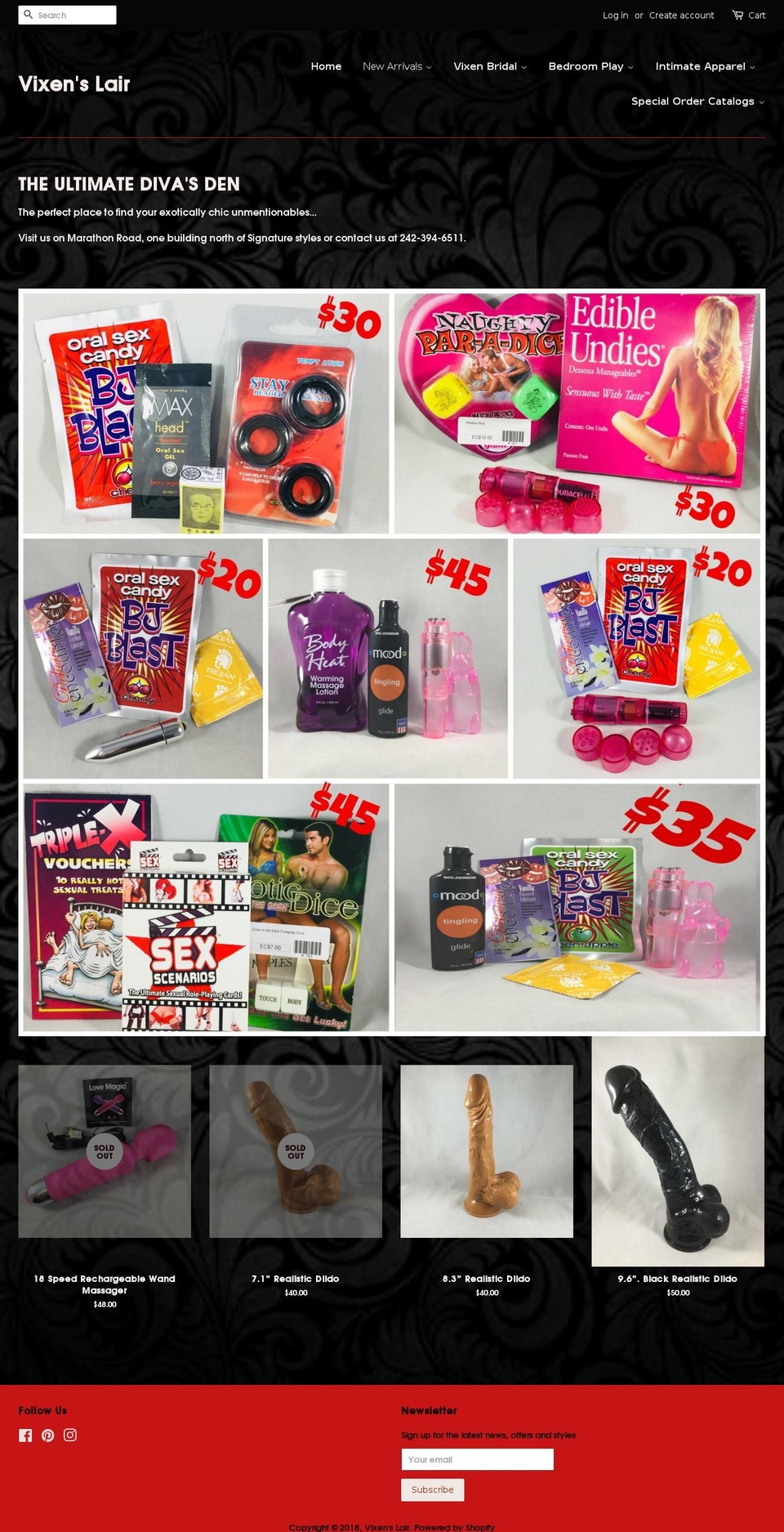 vixensecrets.com shopify website screenshot