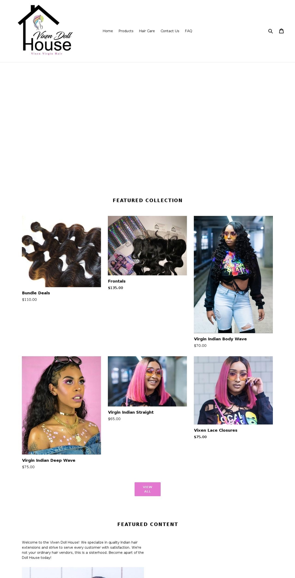 vixenvirginhair.com shopify website screenshot