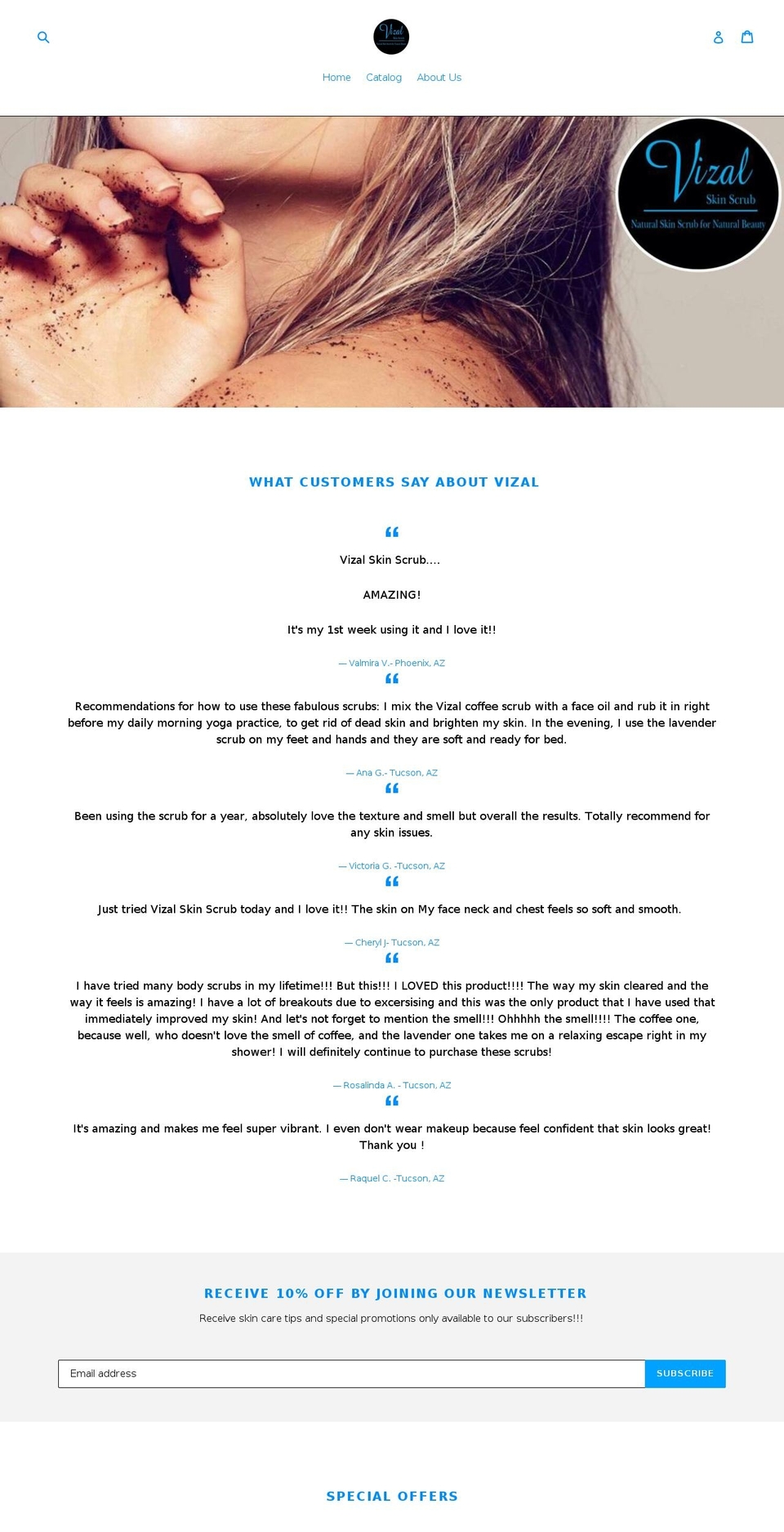 vizalskinscrub.com — Shopify storefront screenshot