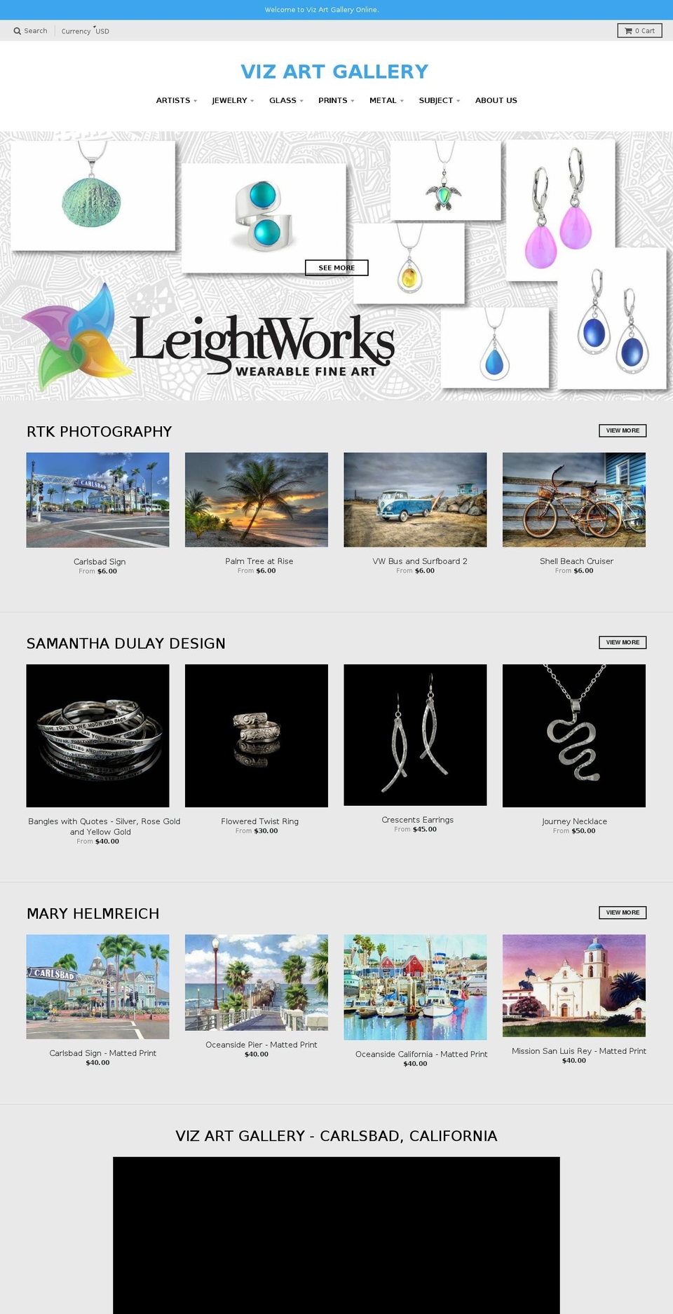 vizartgallery.com — Shopify storefront screenshot