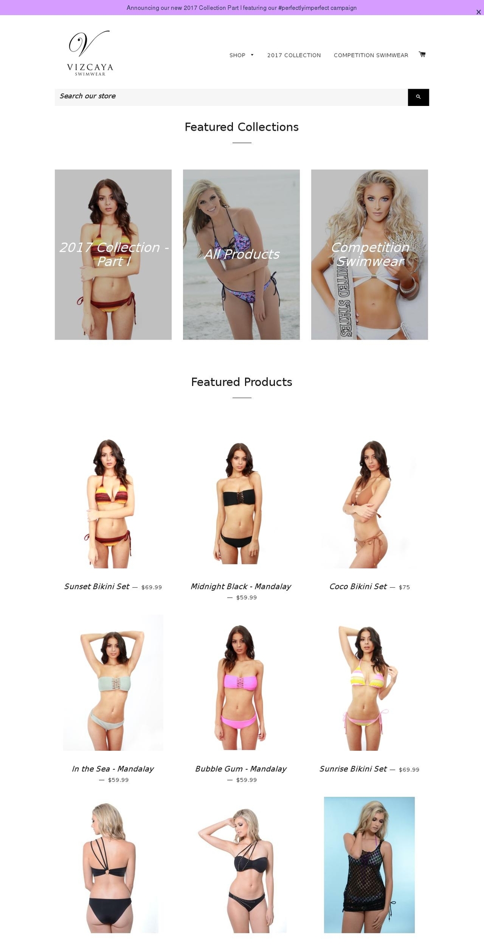 vizcayaswimwear.com shopify website screenshot