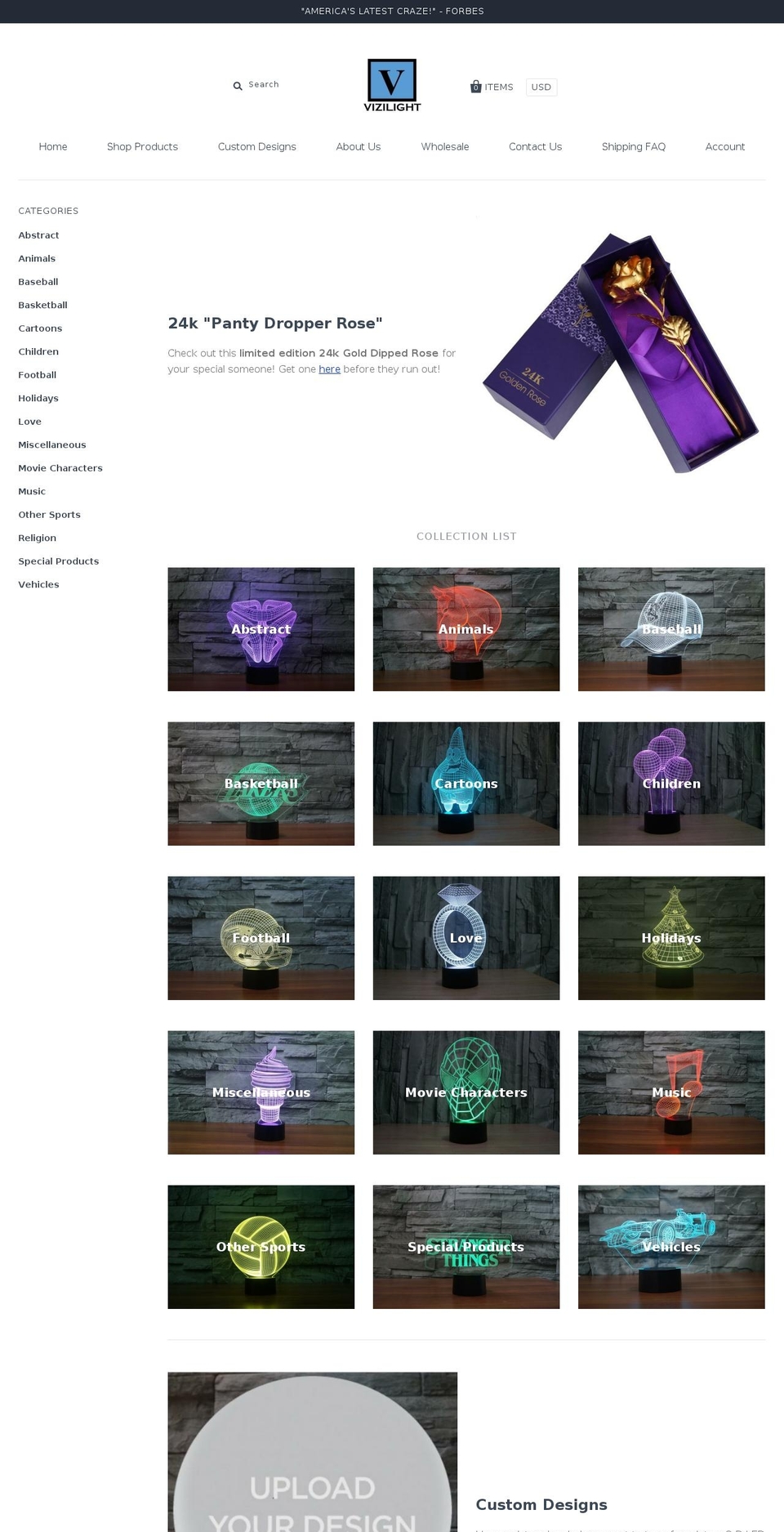 vizilight.com — Shopify storefront screenshot