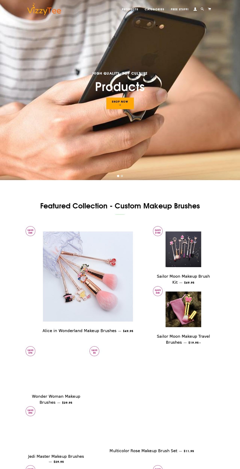 vizzytee.com — Shopify storefront screenshot