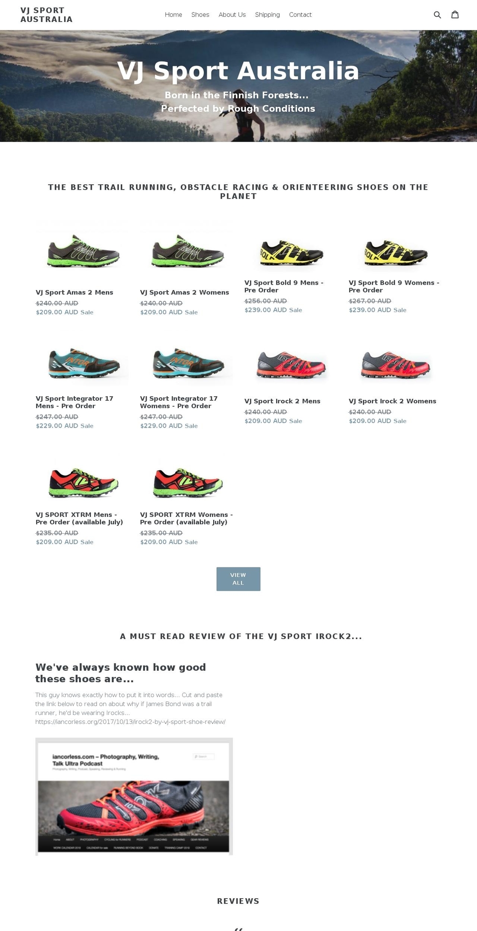 vjsportaustralia.com.au shopify website screenshot