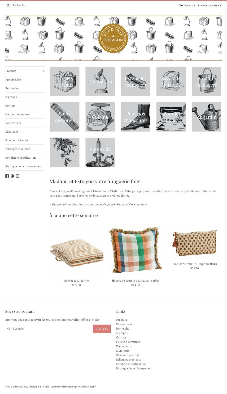 vladimiretestragon.be shopify website screenshot