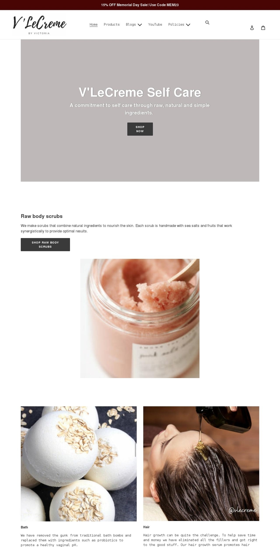 vlecreme.com shopify website screenshot