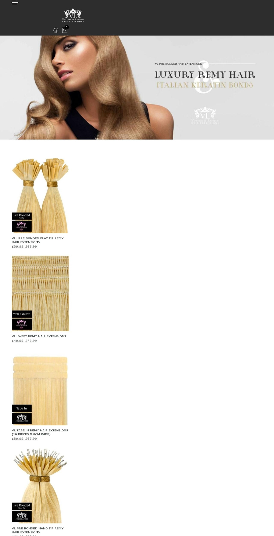 vlhair.com shopify website screenshot