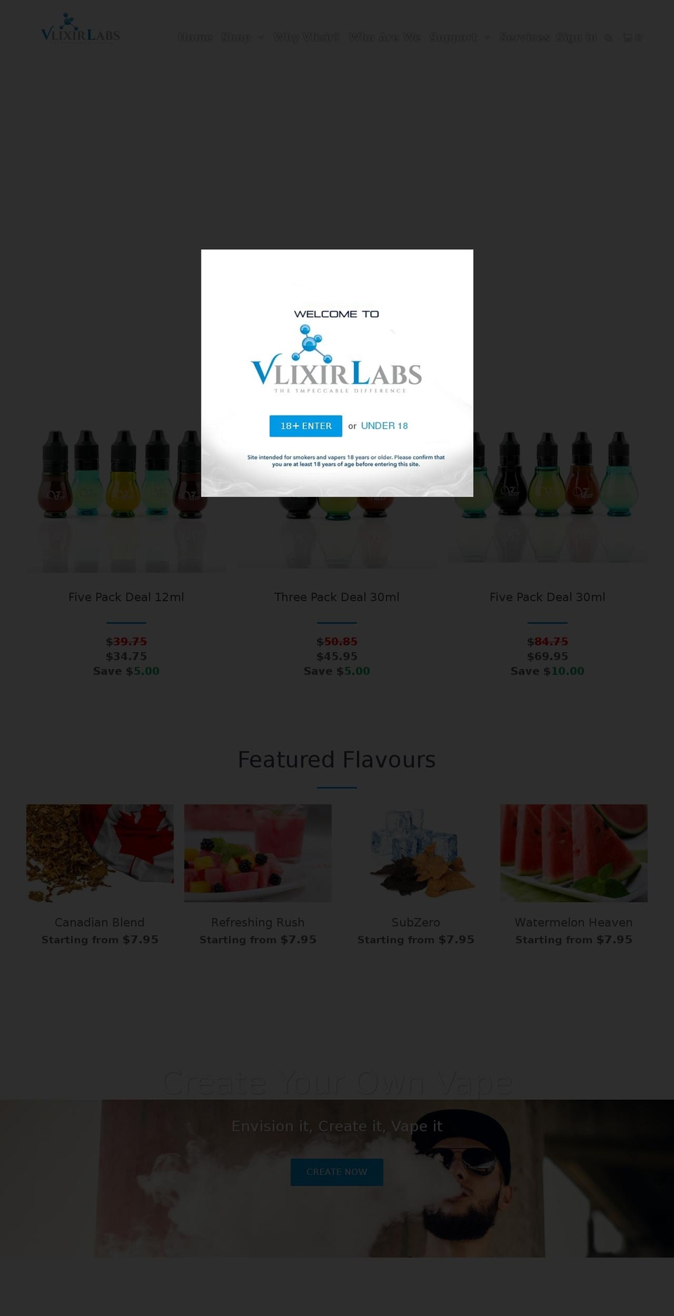 vlixirlaboratories.com shopify website screenshot