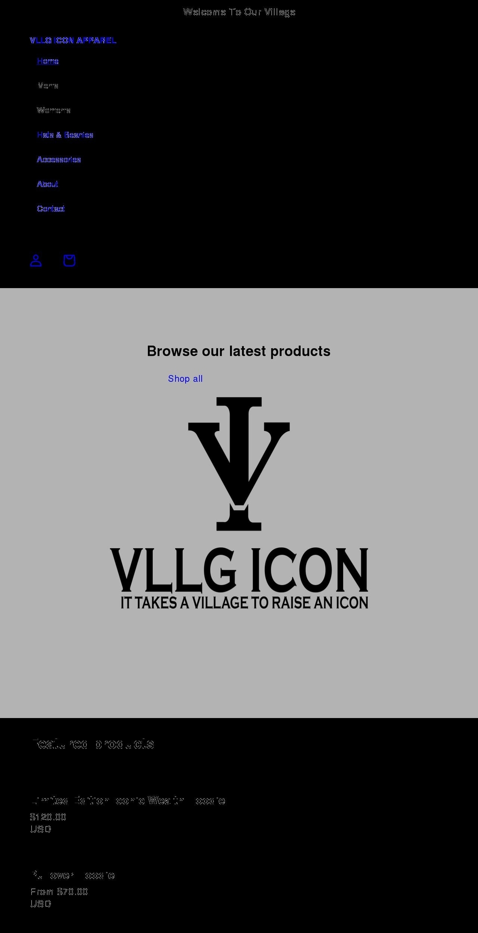 vllgicons.com shopify website screenshot