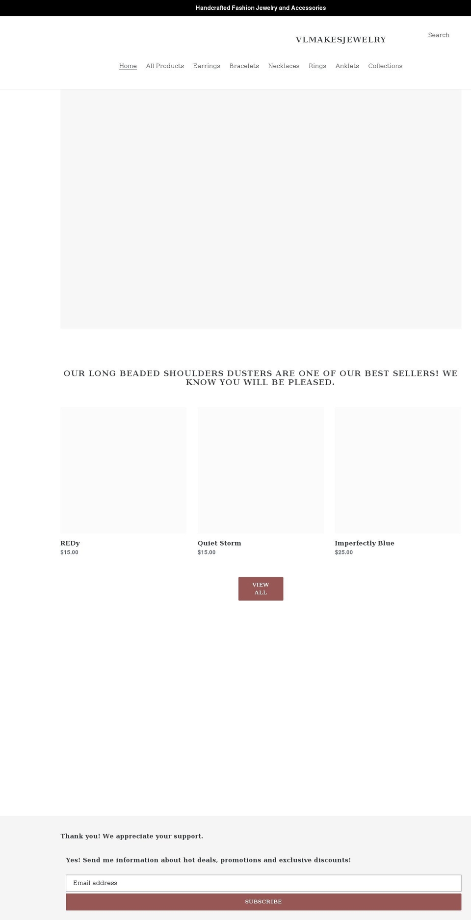 vlmakesjewelry.com shopify website screenshot