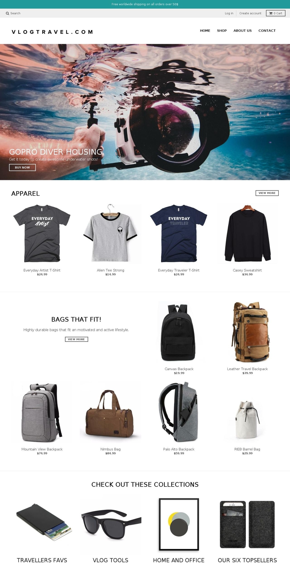 vlogtravel.com shopify website screenshot