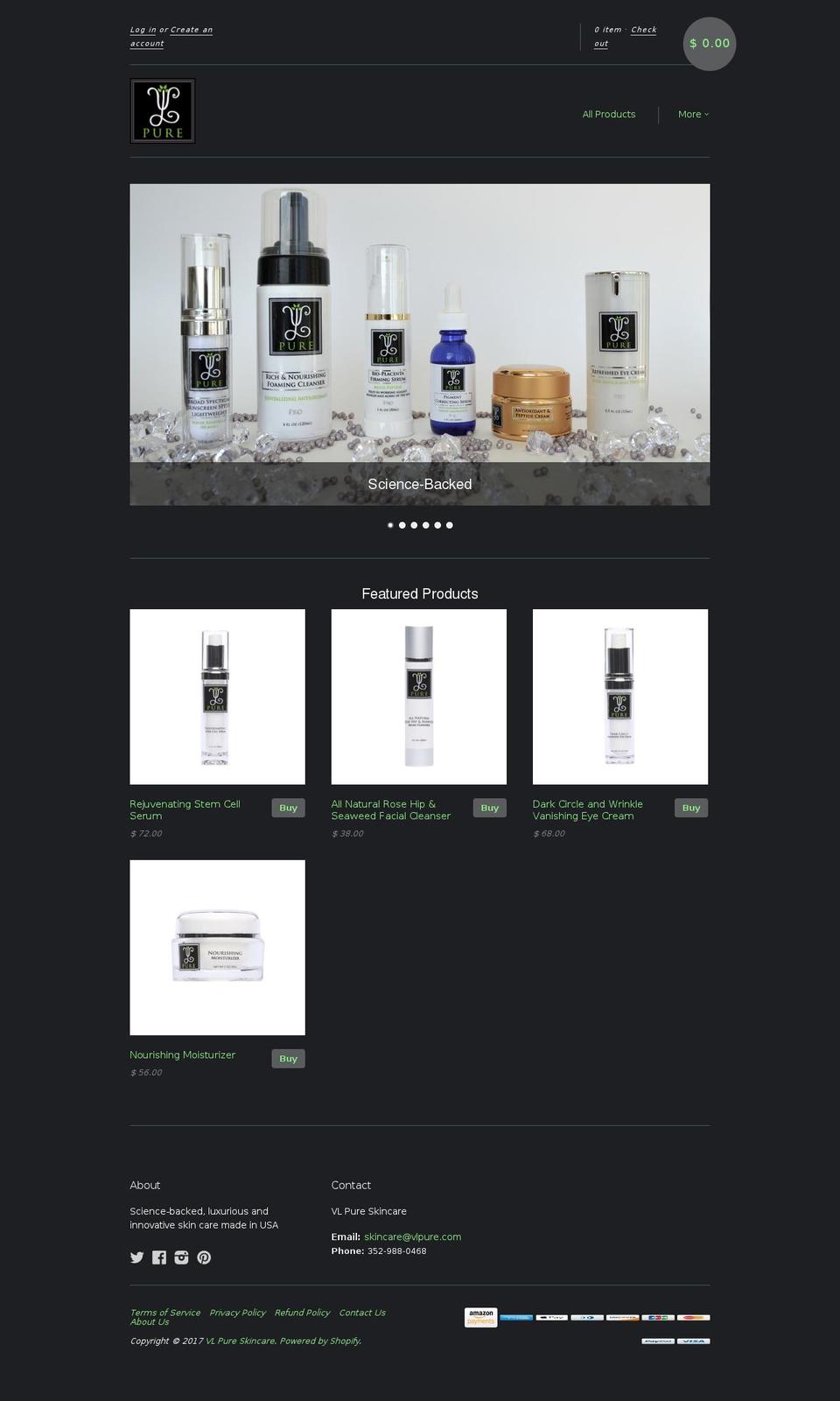 vlpure.com shopify website screenshot