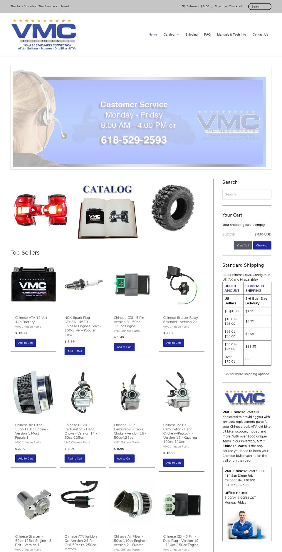Providence Shopify theme site example vmcchineseparts.com