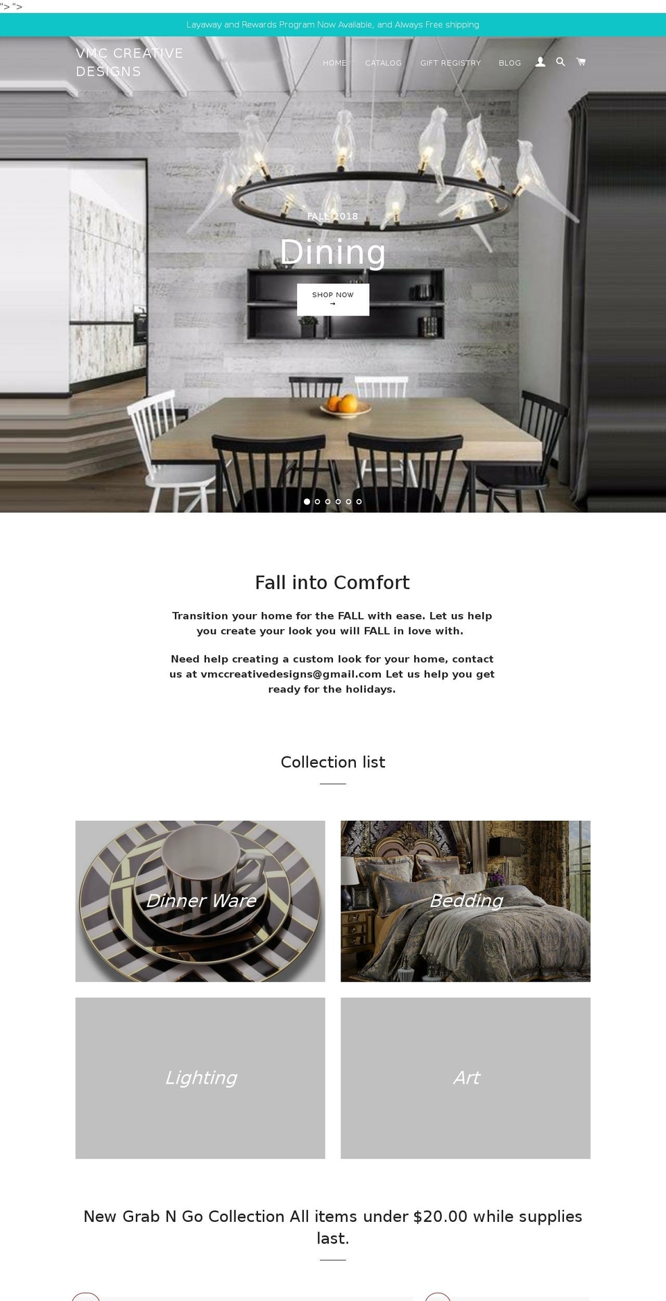 vmccreativedesigns.com — Shopify storefront screenshot
