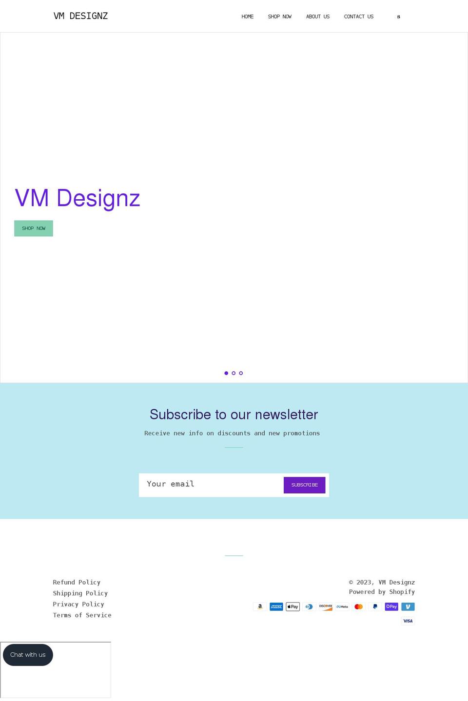 vmdesignz.com shopify website screenshot