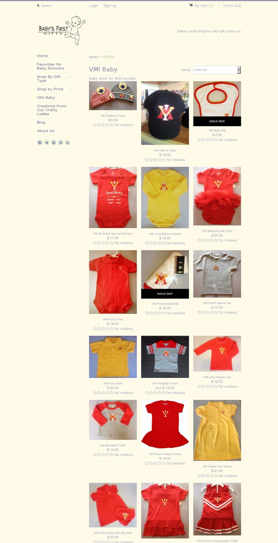 vmibabygifts.com — Shopify storefront screenshot