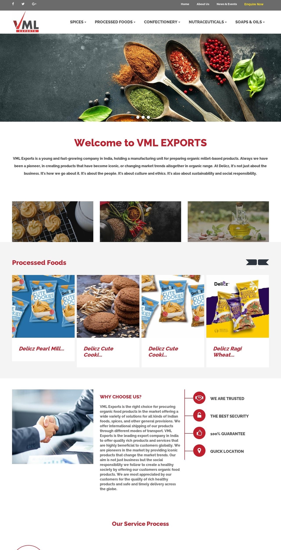 vmlexports.com shopify website screenshot