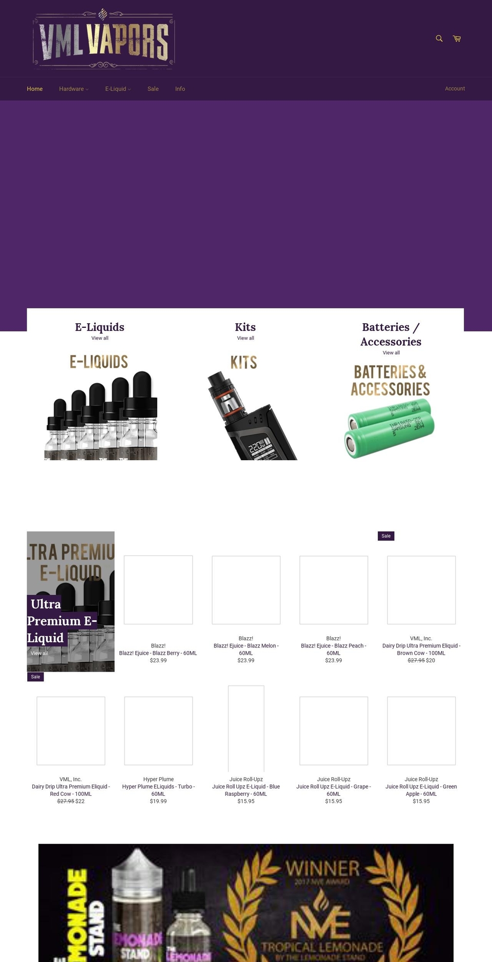 Main 2 Shopify theme site example vmlvapors.com