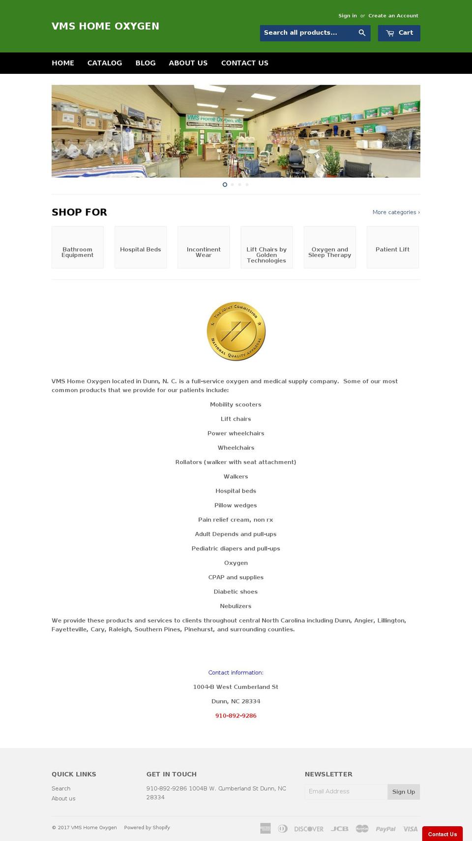 vmshomeoxygen.com shopify website screenshot