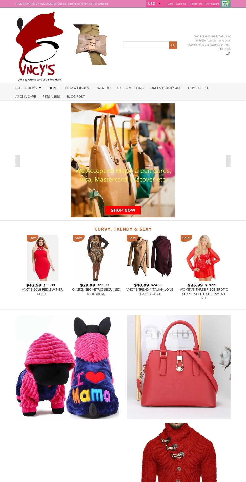 vncymnstores.com — Shopify storefront screenshot