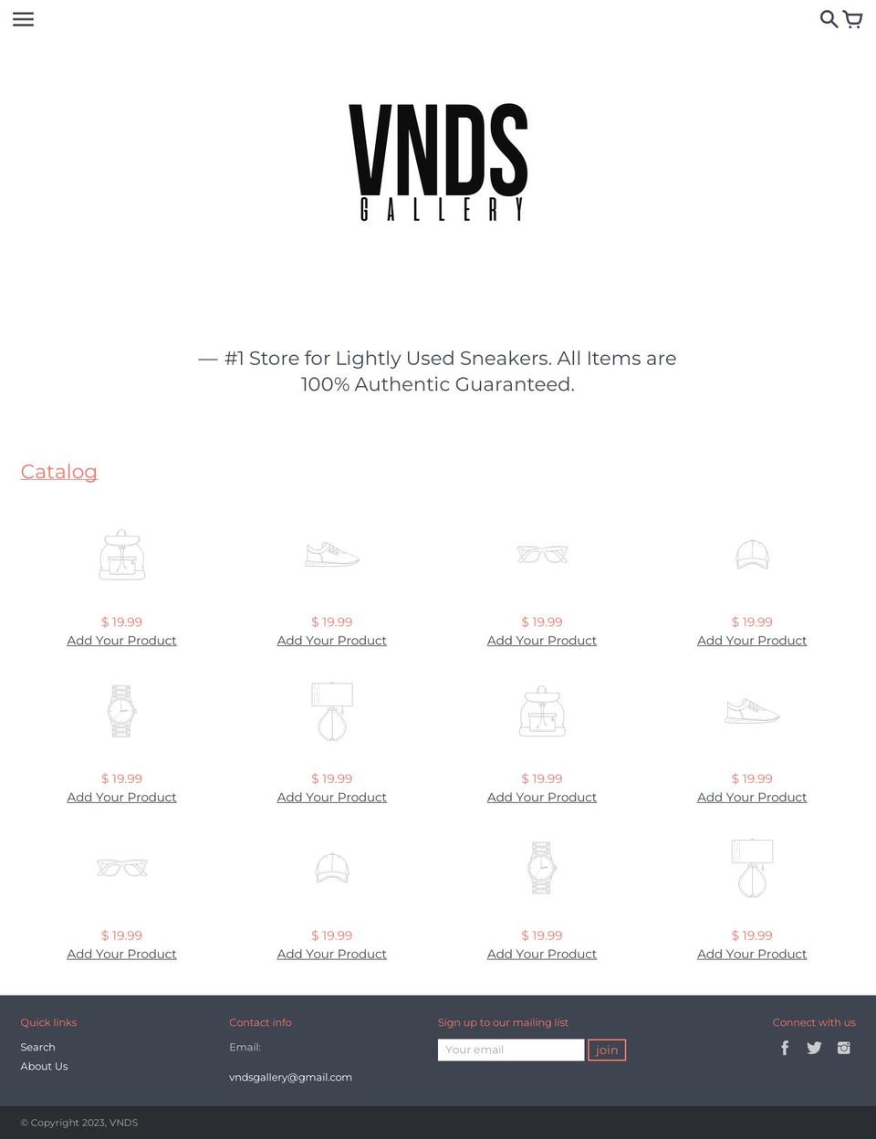 vndsgallery.com — Shopify storefront screenshot