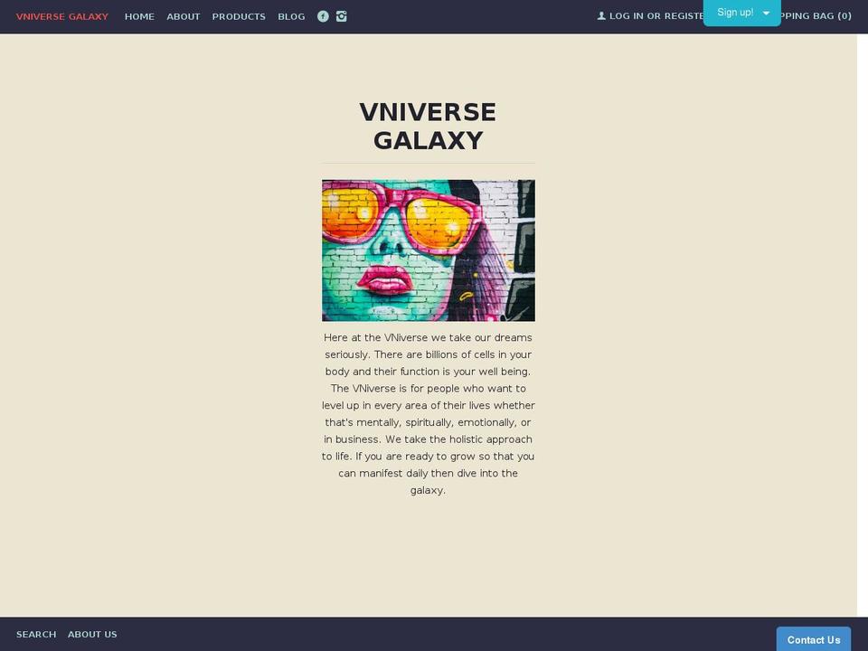 vniversegalaxy.com shopify website screenshot