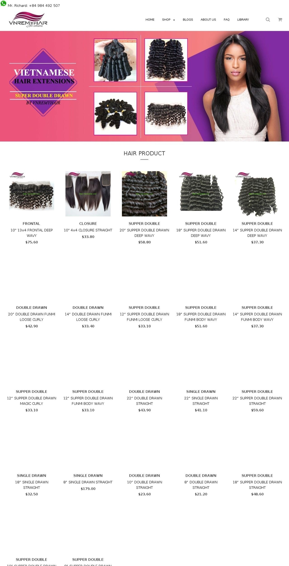vnremyhair.com — Shopify storefront screenshot