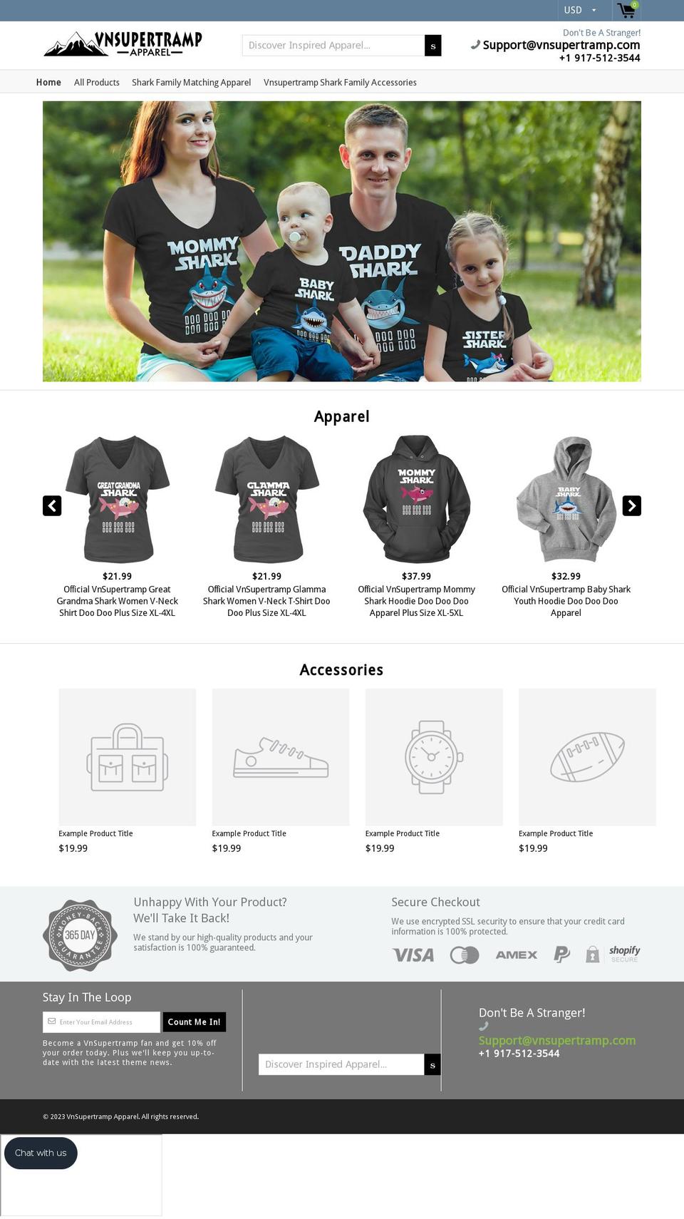 vnsupertrampapparel.com — Shopify storefront screenshot