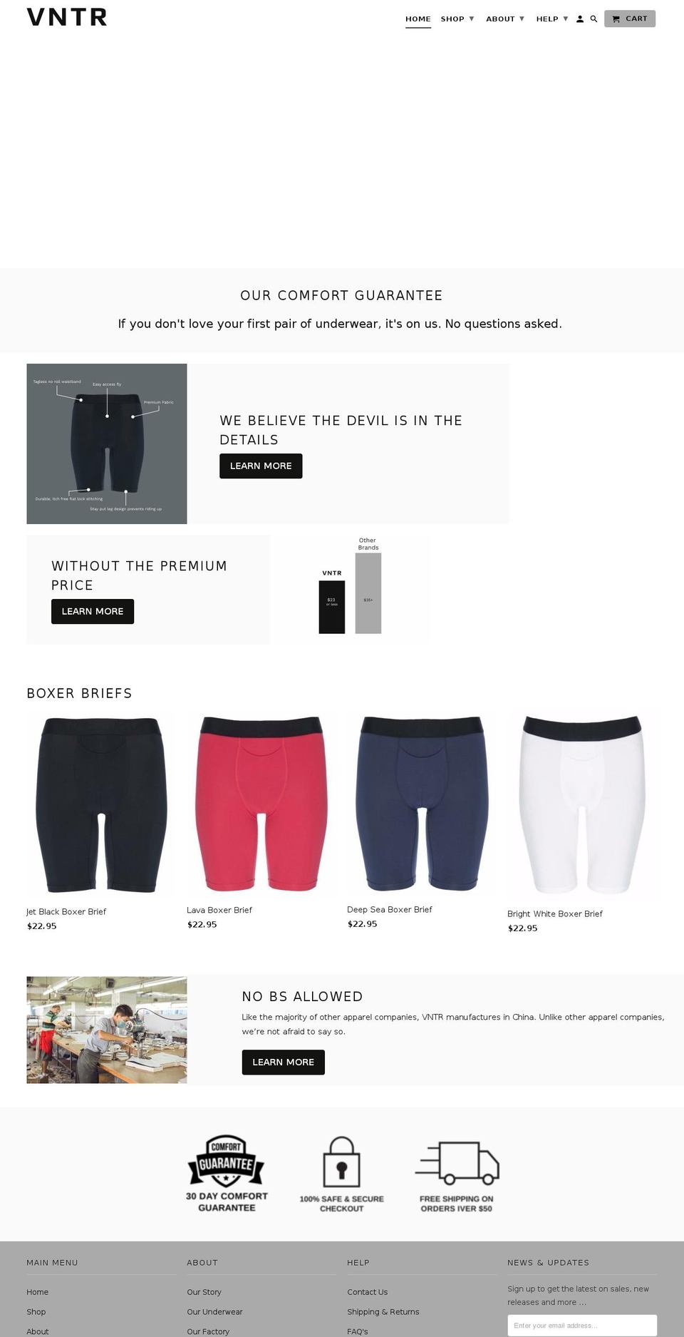vntrunderwear.com — Shopify storefront screenshot